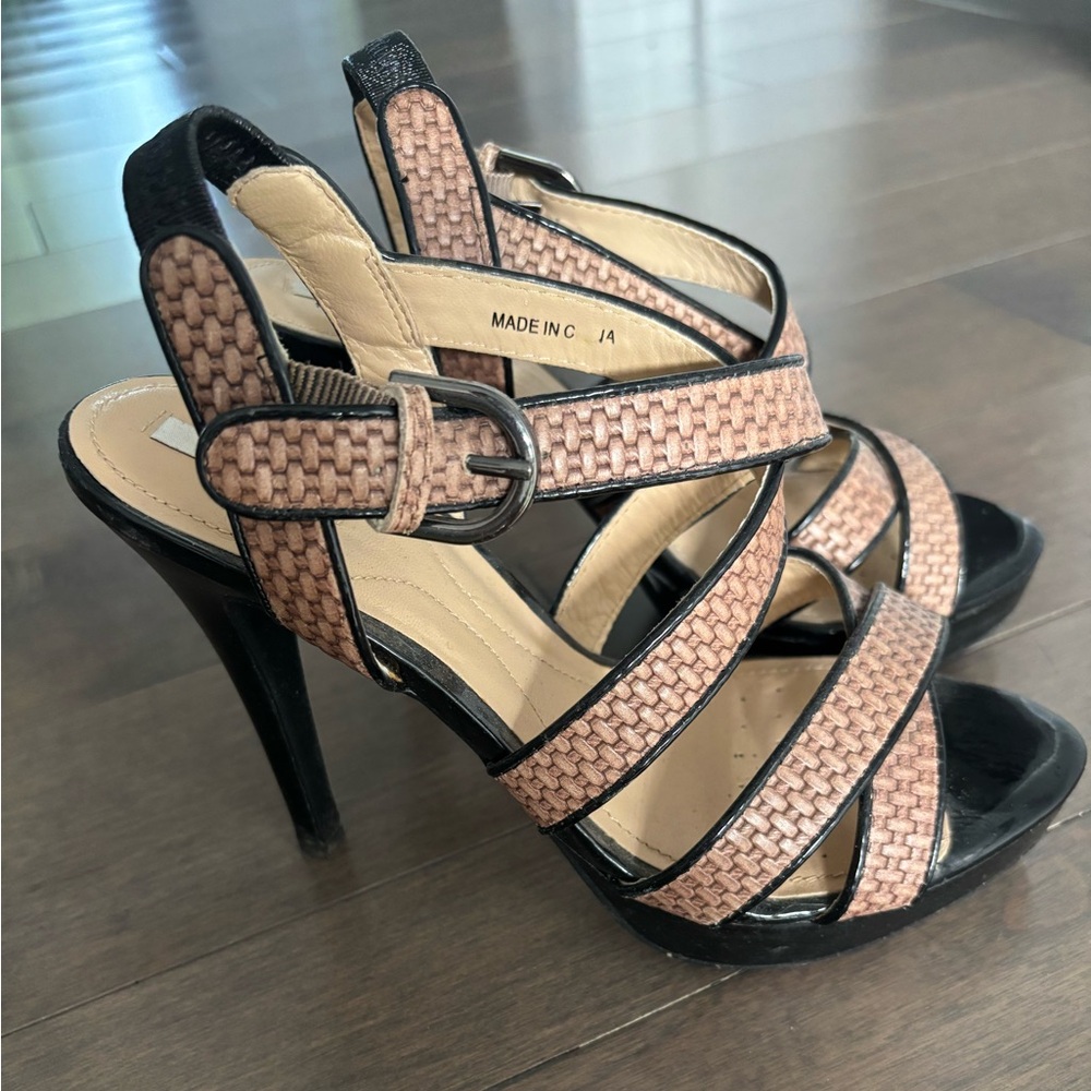 Geox Black and Tan High Heeled Sandals
